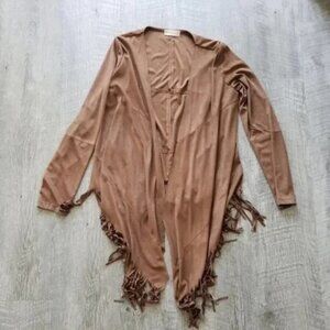 Altar'd State Brown Suede Fringe Jacket.